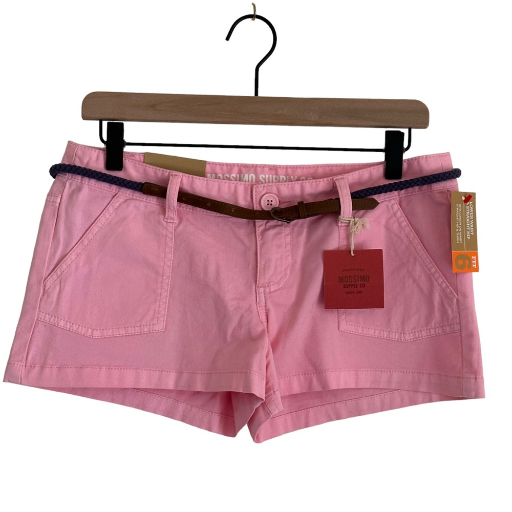 Mossimo Supply Co. Y2K Low Rise Belted Rosato Pink Shorts Junior’s Size 9 - Picture 3 of 9